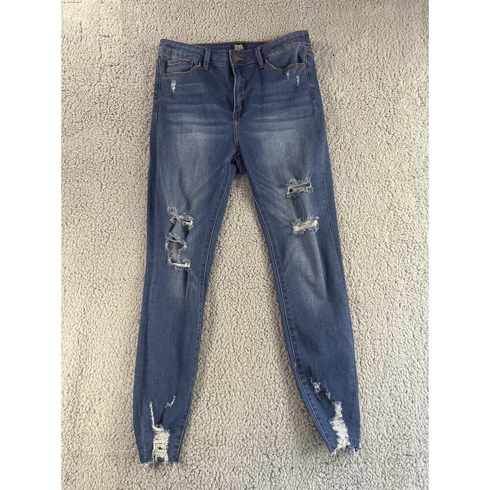 Simple Society Jeans Women‎ 9/29 Mid Rise Distressed Skinny Denim Pants